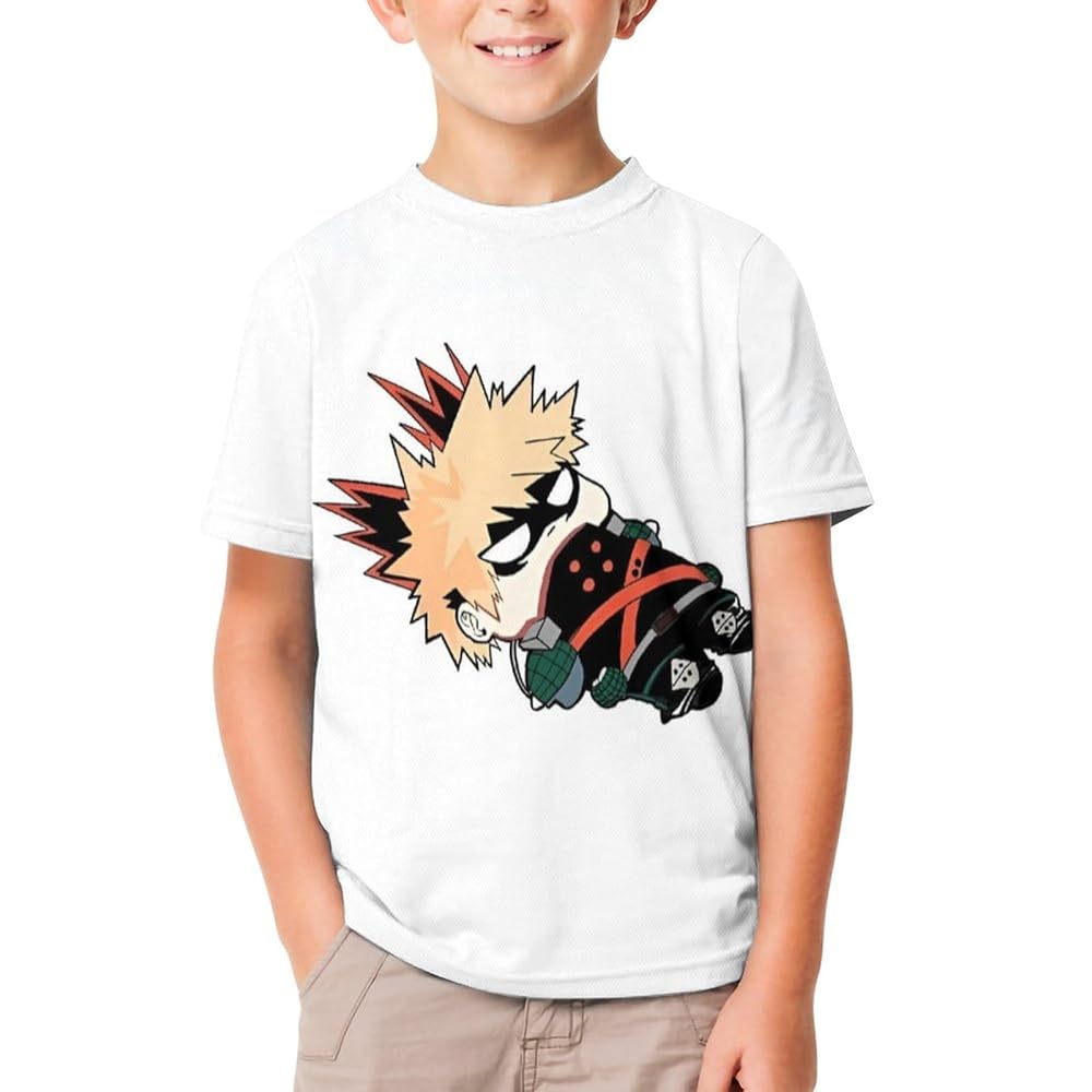 Amazon | [Amiabout] ヒロアカ 爆豪勝己 Tシャツ 半袖 クルー